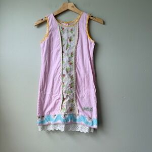Sweet Honey‎ Girls Dress Floral Lace Trimmed Pink Sleeveless Casual Size 10